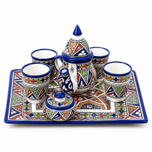 Amazigh Hand-Painted Ceramic Tea Set Traditional Pottery Mug
