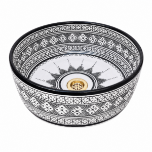 Amazigh Hand Painted Multiband Bathroom Sink Basin Ceramic Ring