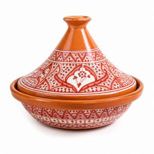 Amazigh Hand-Painted Pink Ceramic Cooking Flame-Proof Tagine 30cm
