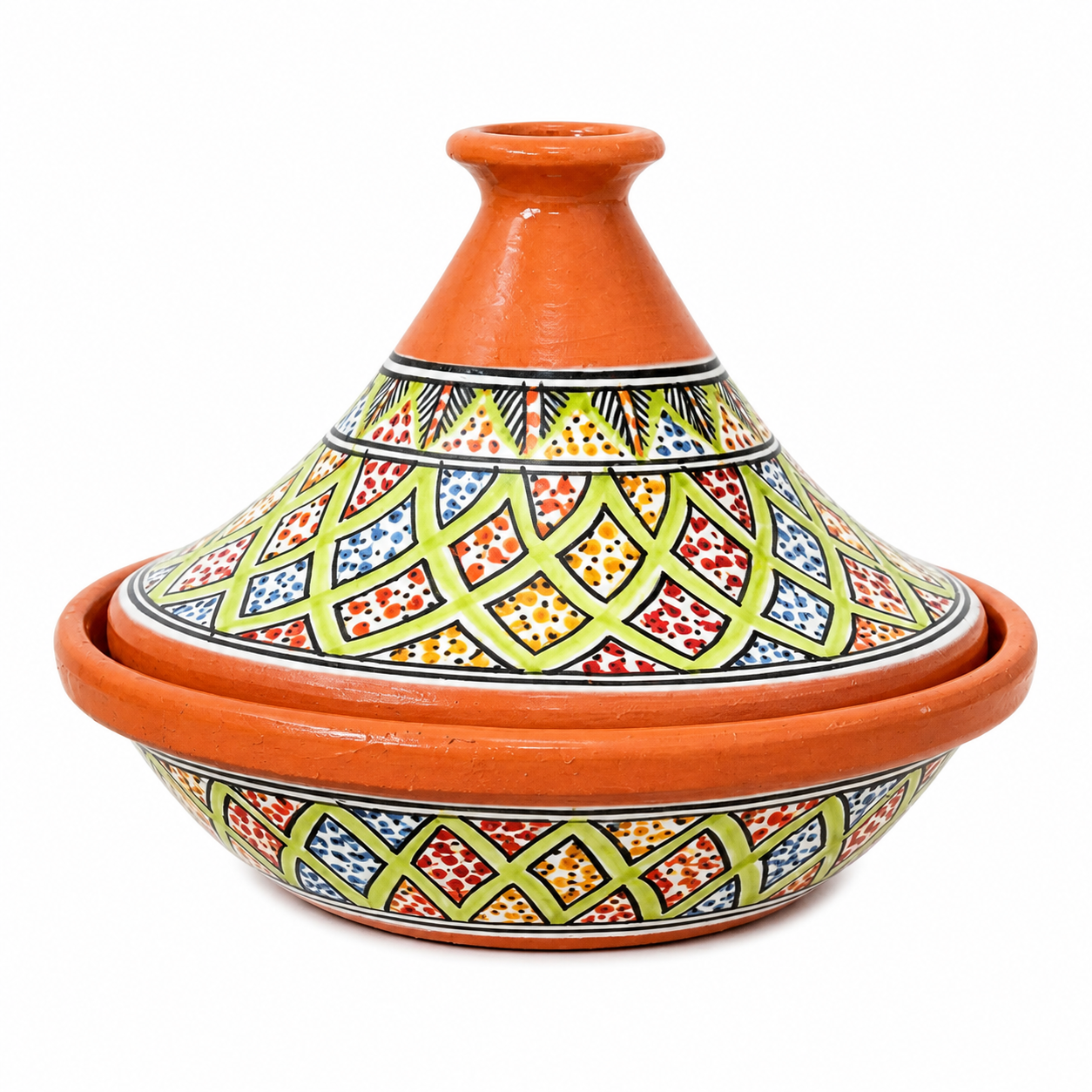 Amazigh Hand-Painted VillaVerde Flame-Proof Ceramic Cooking Tagine 30cm
