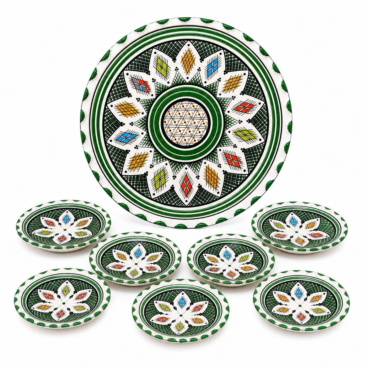 Amazigh Handmade Ceramic Serving Set Large Platter Plate