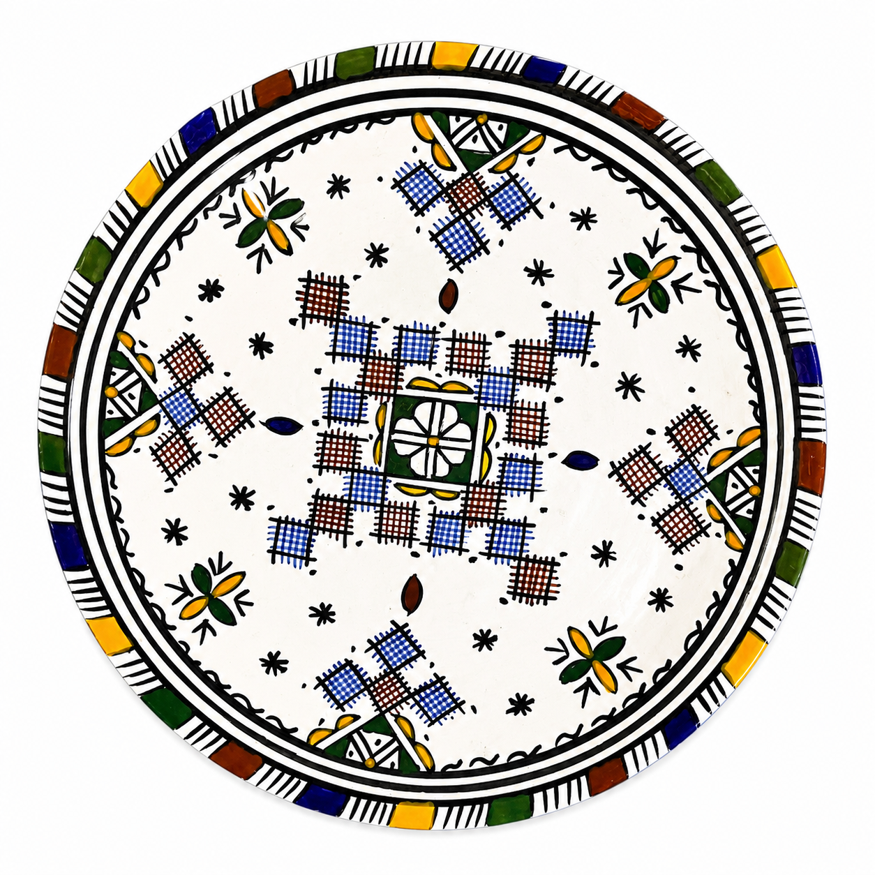 Amazigh Handmade Ceramic Traditional Pottery Hand-Painted Decorative Plate