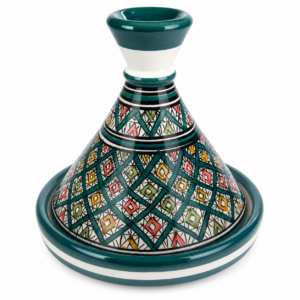 Amazigh handmade ceramic White Black tagine serving table