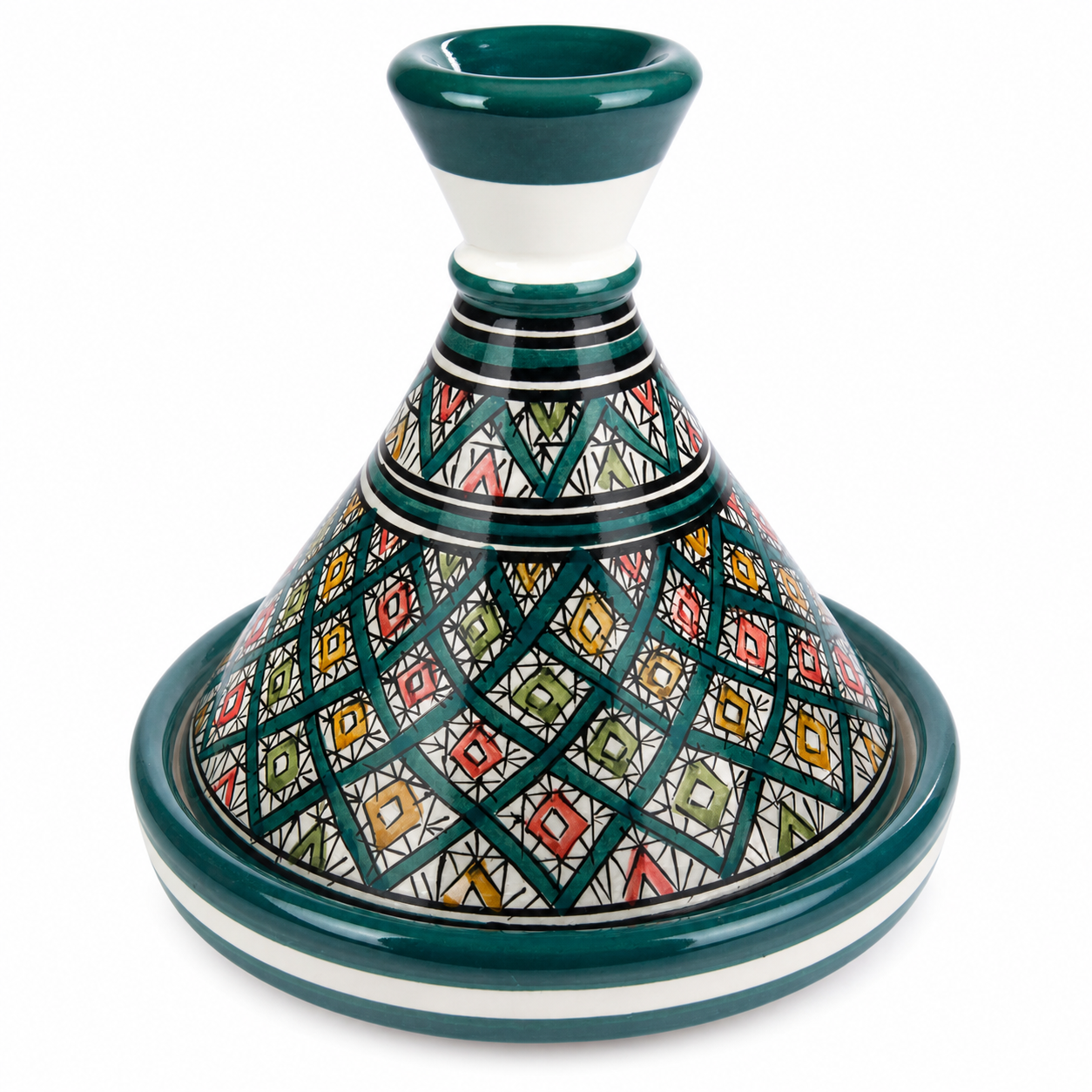 Amazigh handmade ceramic White Black tagine serving table