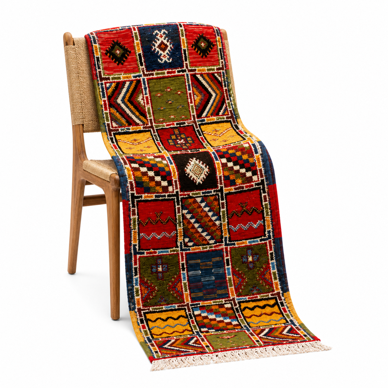 Amazigh Handmade Colorful Wool Runner Rug Hallway Carpet