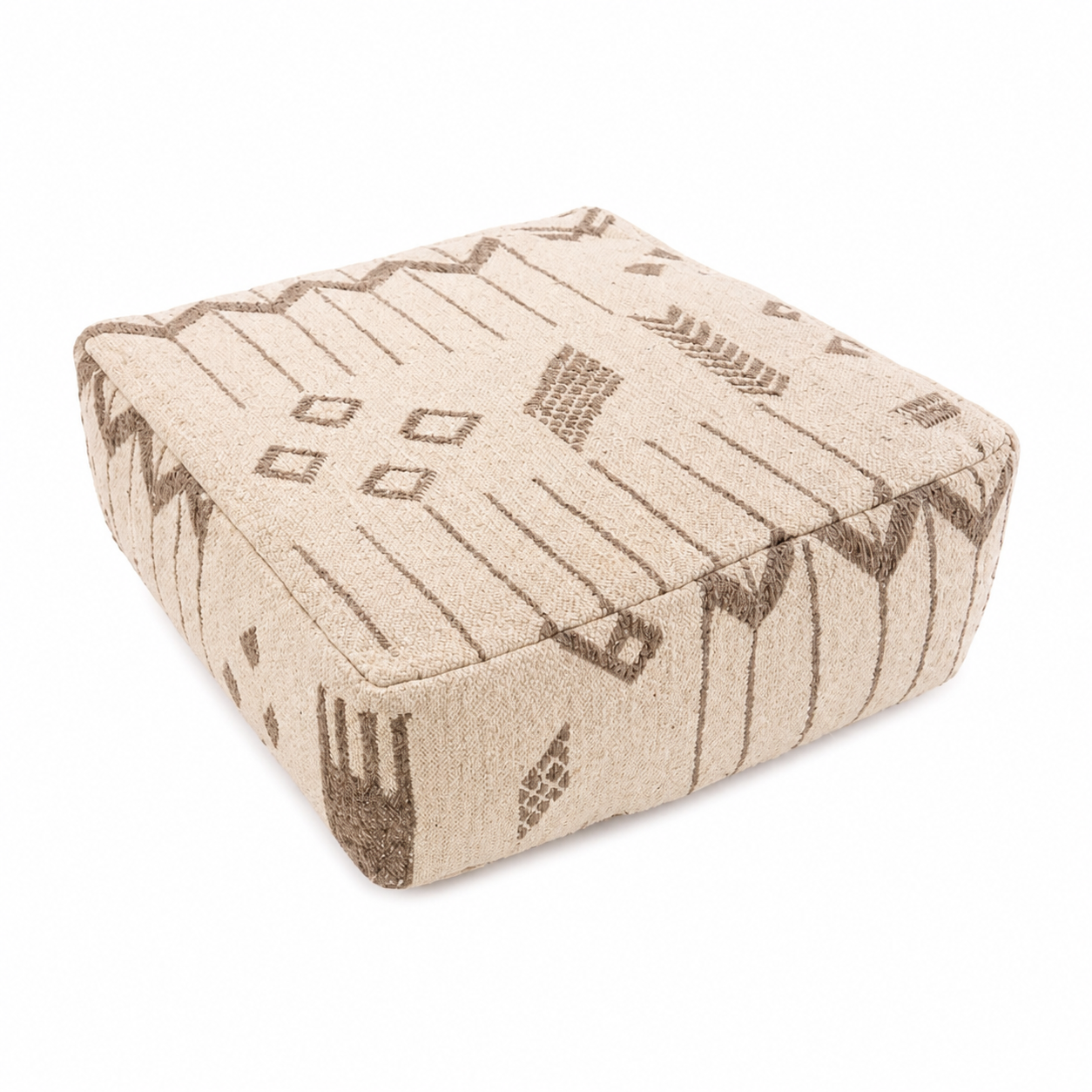 Amazigh Handmade Kilim Vintage Wool Ottoman Floor Pouf