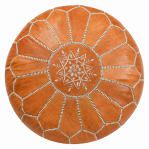 Amazigh Handmade Leather Stuffed Ottoman Footstool Sand Pouf