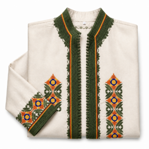Amazigh Handmade Linen Kimono Embroidered Trim Jacket for Everyday Personal Clothing Styling
