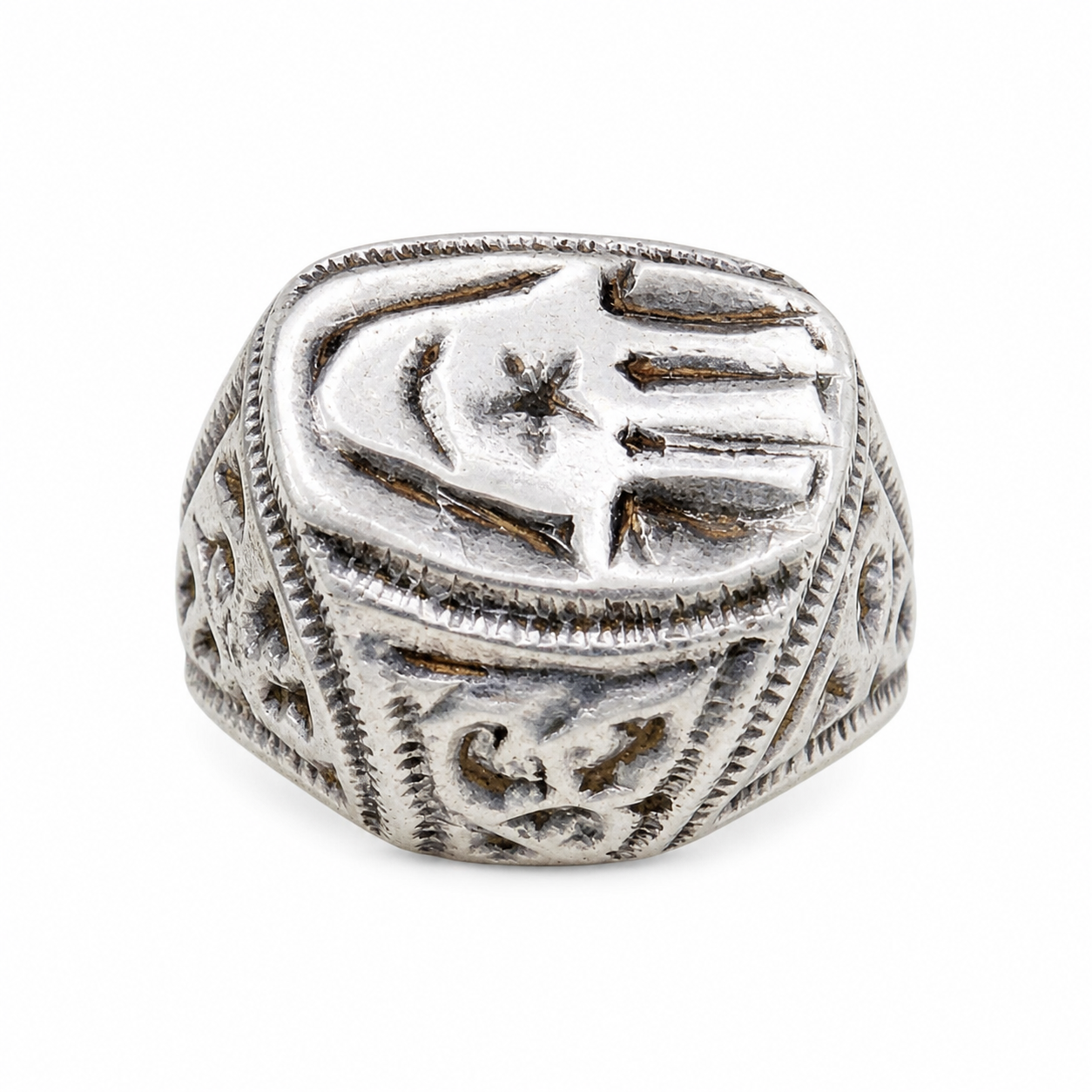 Amazigh Handmade Solid Silver Traditional Geometric Pyramid Ring