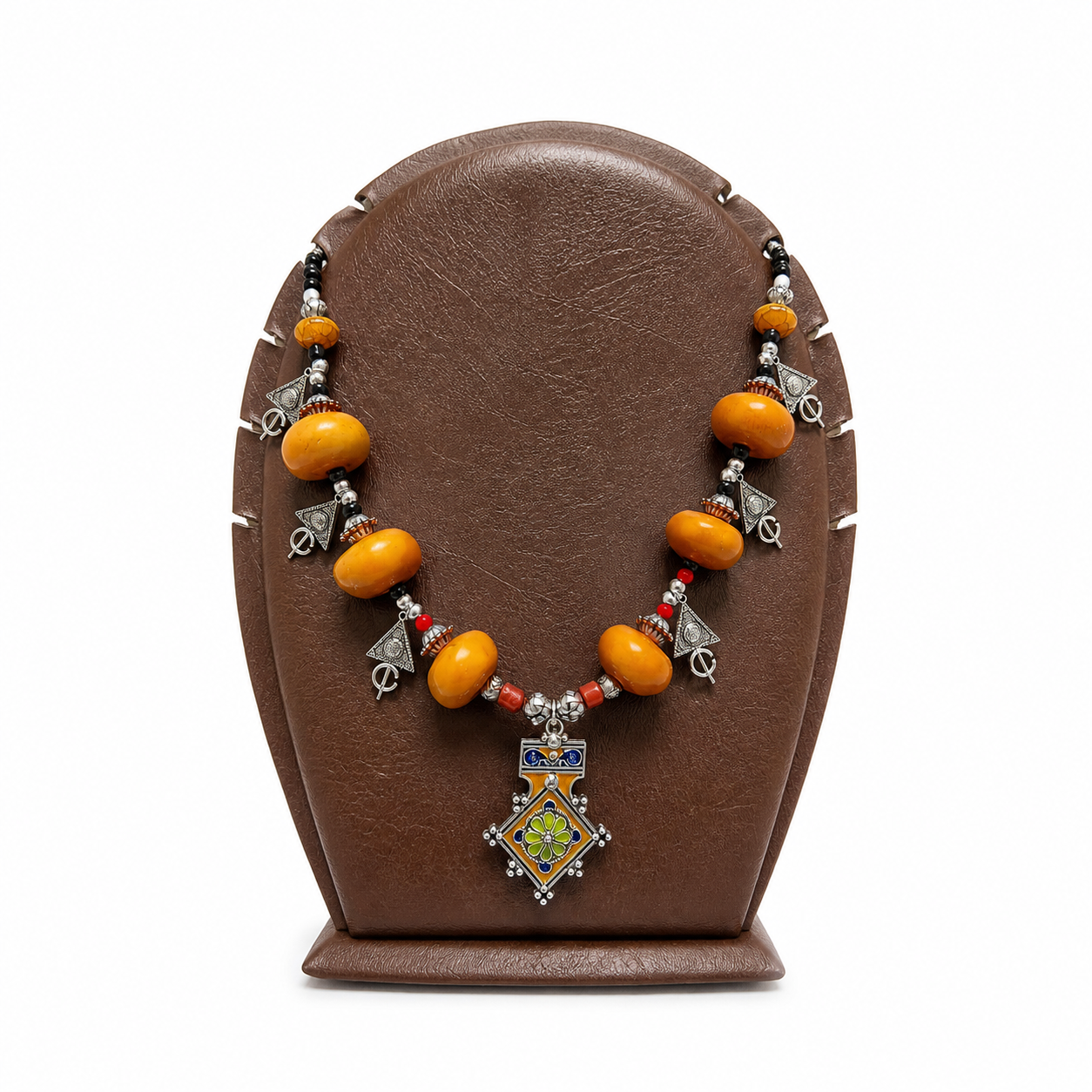Amazigh Handmade Traditional Necklace with Amber & Coral