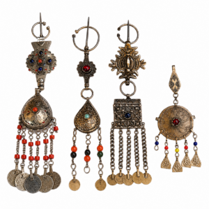 Amazigh Handmade Vintage Beaded Enamel Tribal Fibula Brooch
