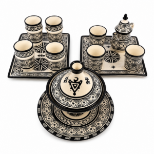 Amazigh Handpainted Ceramic Serving Set Teapot Juice Tagine