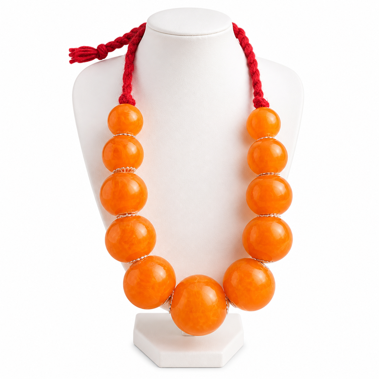 Amazigh Jewelry Perles oranges Orange Necklace Rif Traditional