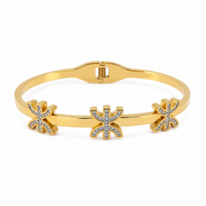 Amazigh Jonc Bracelet with Three YAZ Symbol Details