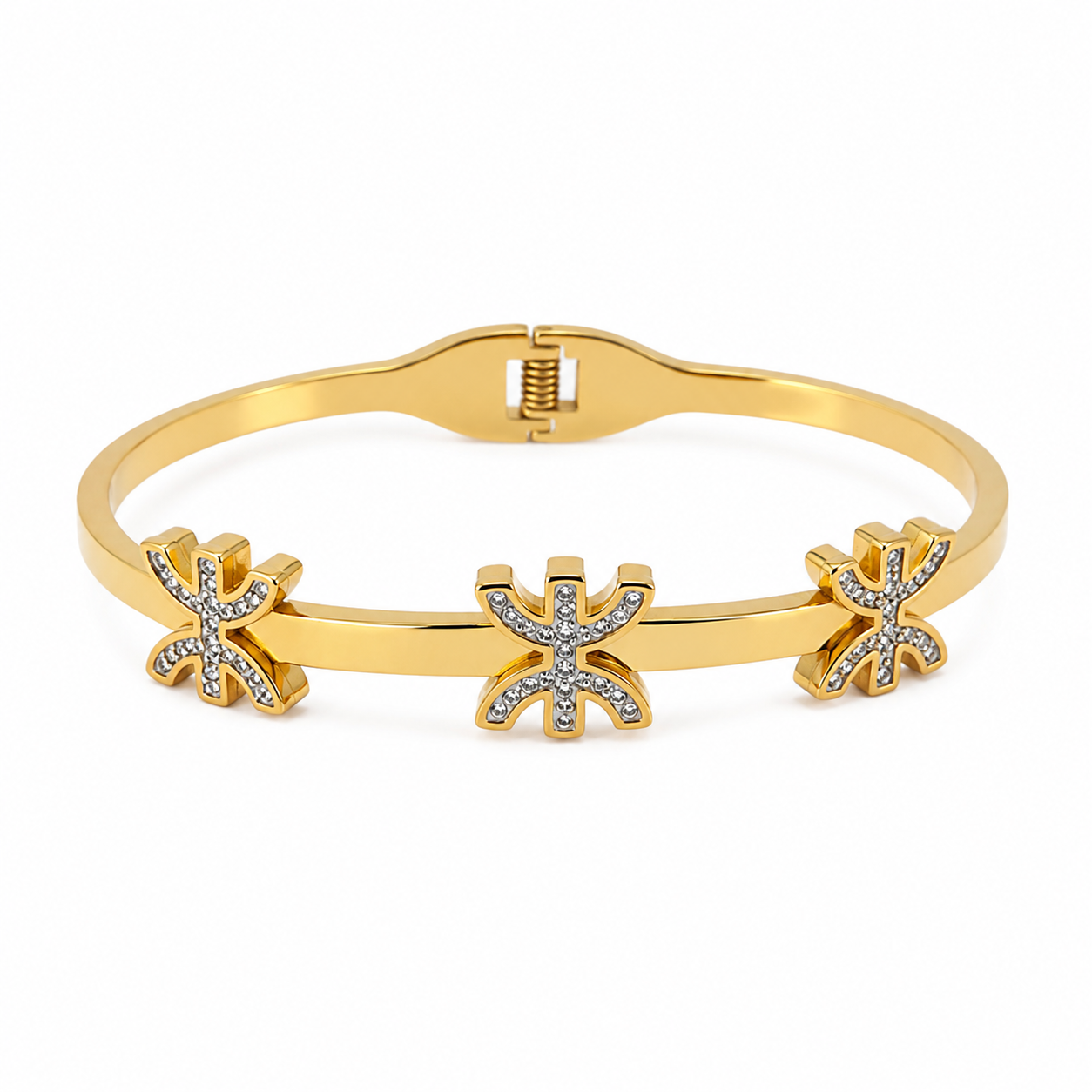Amazigh Jonc Bracelet with Three YAZ Symbol Details