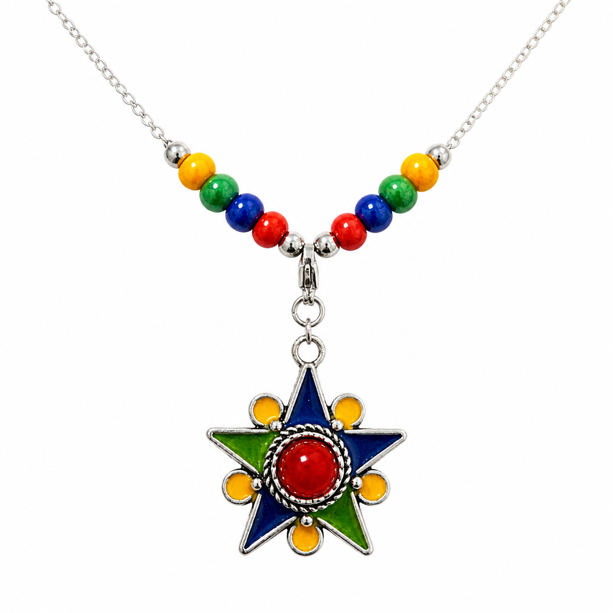 Amazigh Kabyle Beaded Stainless Steel Necklace with Customizable Pendant