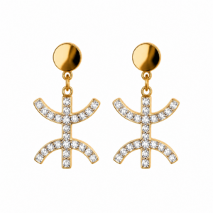 Amazigh Kabyle Berber Tifinagh Yaz Sparkling Gold Drop Earrings