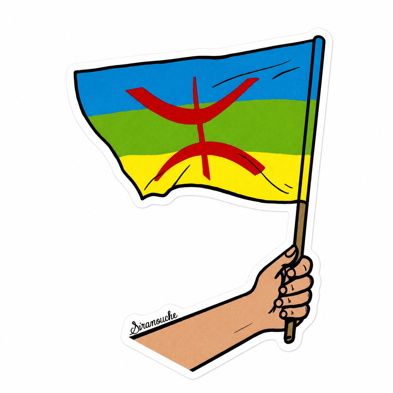 Amazigh Kabyle Flag Premium Soft-Touch Vinyl Sticker Drapeau