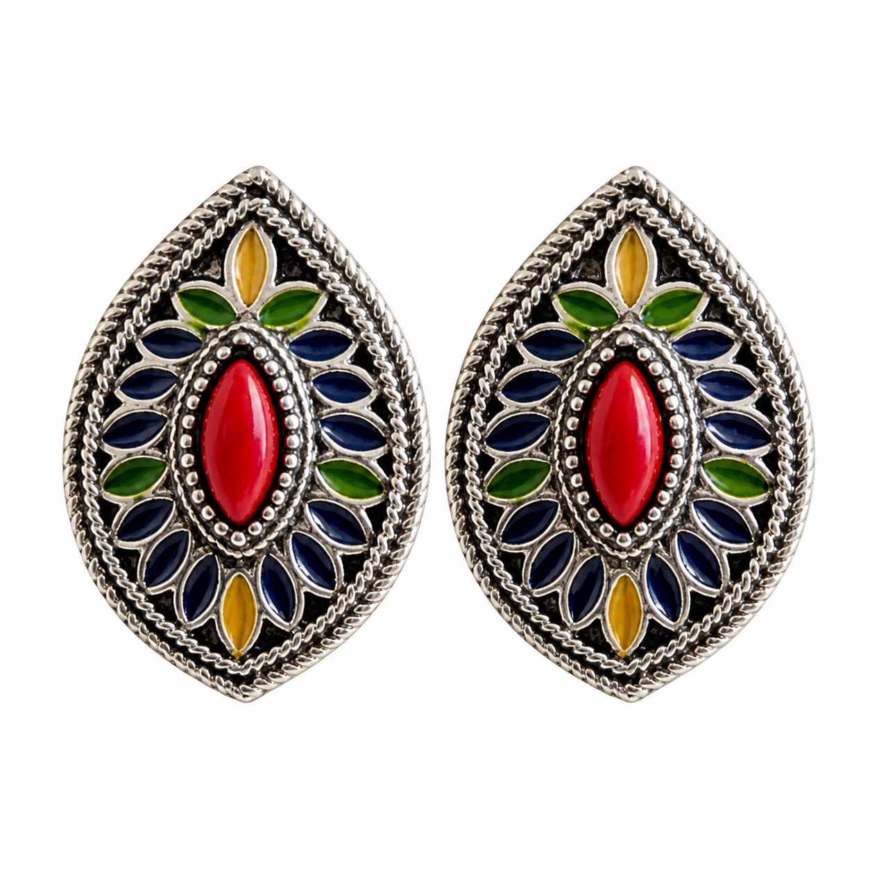 Amazigh Kabyle Handmade Colored Earrings for Heritage Style