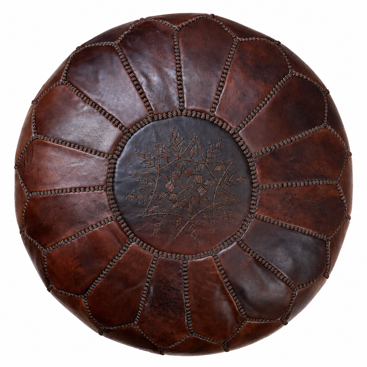 Amazigh Leather Pouffe Handmade Delivered stuffed Ottoman Pouf