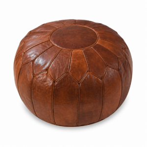 Amazigh Leather XL Honey Brown Delivered Stuffed Pouf