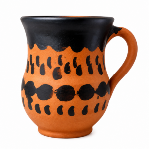 Amazigh Mug Traditional d’Argile Red gravé à la main with du goudron