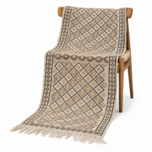 Amazigh Neutral toned Handmade Vintage Carpet – Wool Diamond Rug