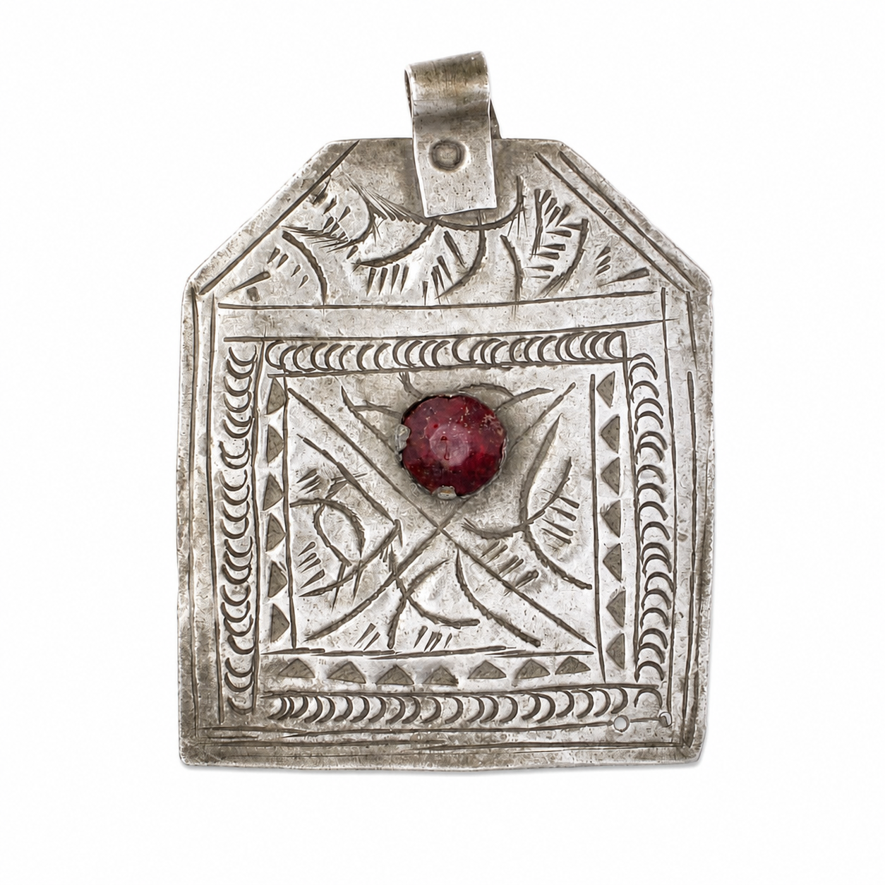 Amazigh Old Silver KTAB Amulet Necklace Antique Talisman