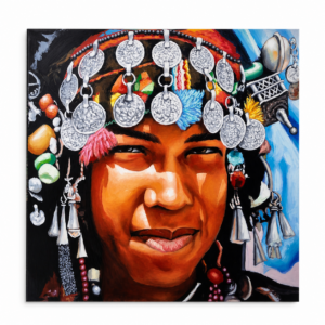 Amazigh Original Girl Oil Painting Tribal Wall Art