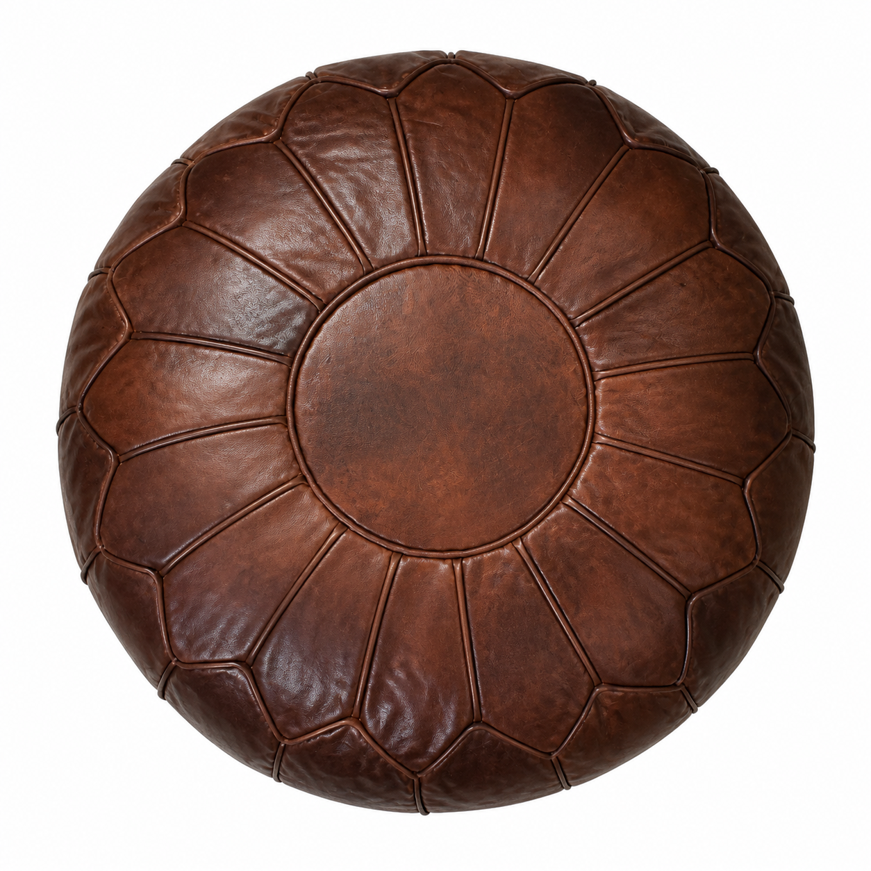 Amazigh Premium XL Scandinavian Leather Brown Chocolate Pouf