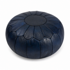 Amazigh Premium XL Scandinavian Leather Dark Blue Pouf