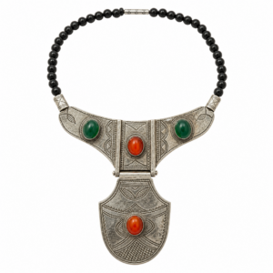 Amazigh Queen of Jewels Tuareg Silver Agate Necklace