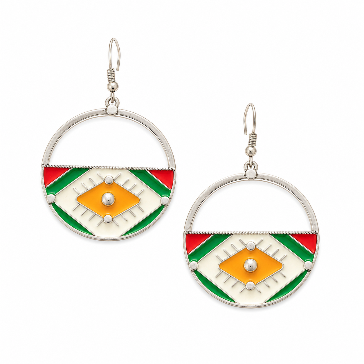 Amazigh Round Kabyle Motif ethniques Earrings Modern Colors