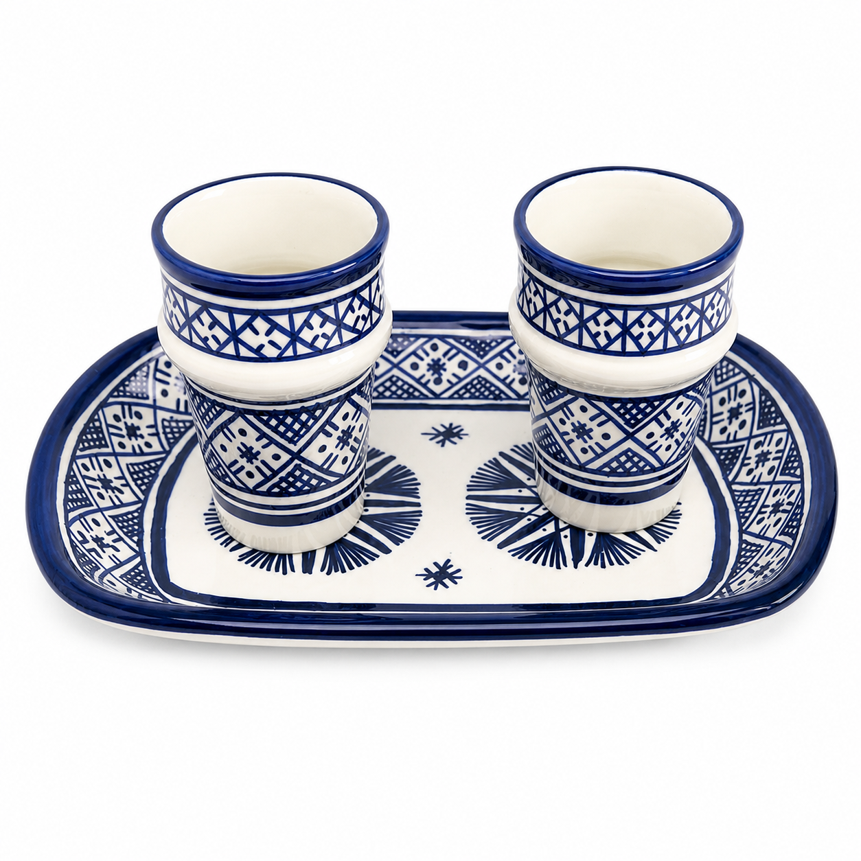 Amazigh serving table dark blue set water Tagine