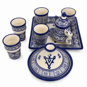 Amazigh serving table set teapot set ceramic handpainted serving set 8 Tagine