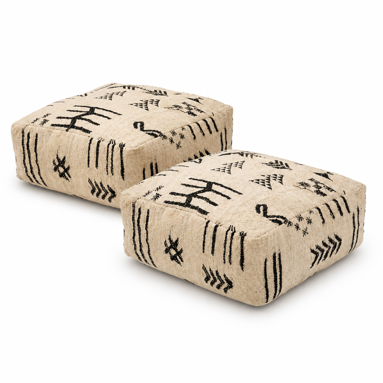 Amazigh Set Handmade Kilim Poufs Vintage Wool Pouf