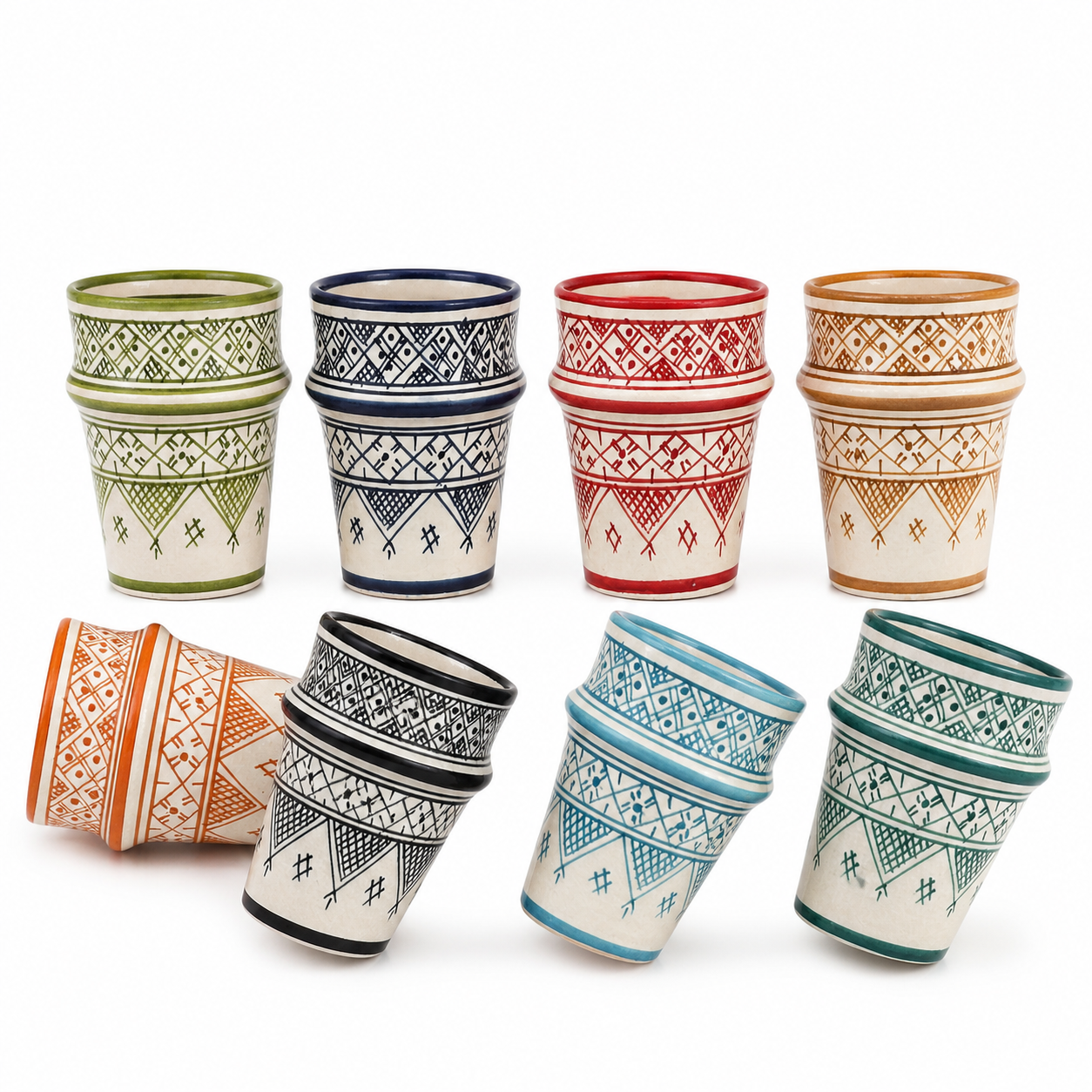 Amazigh Set of 8 Authentic Beldi Tea Cups Mug