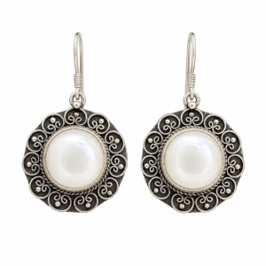 Amazigh Silver Pearl Handmade Boho Ethnic Jewelry Earrings