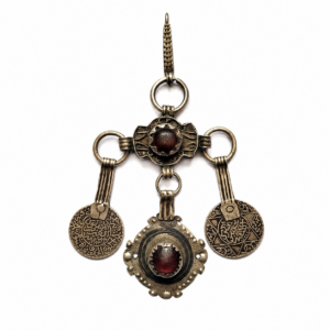 Amazigh Silver Pendant with Vintage Coin Charms Pendentif