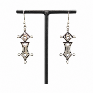 Amazigh Silver Plated Cross Symbol Statement Berbères Earrings