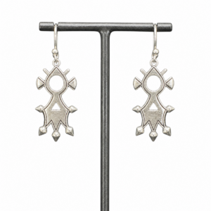 Amazigh Stylized Cross Silver Plated Berbères Earrings Symbol