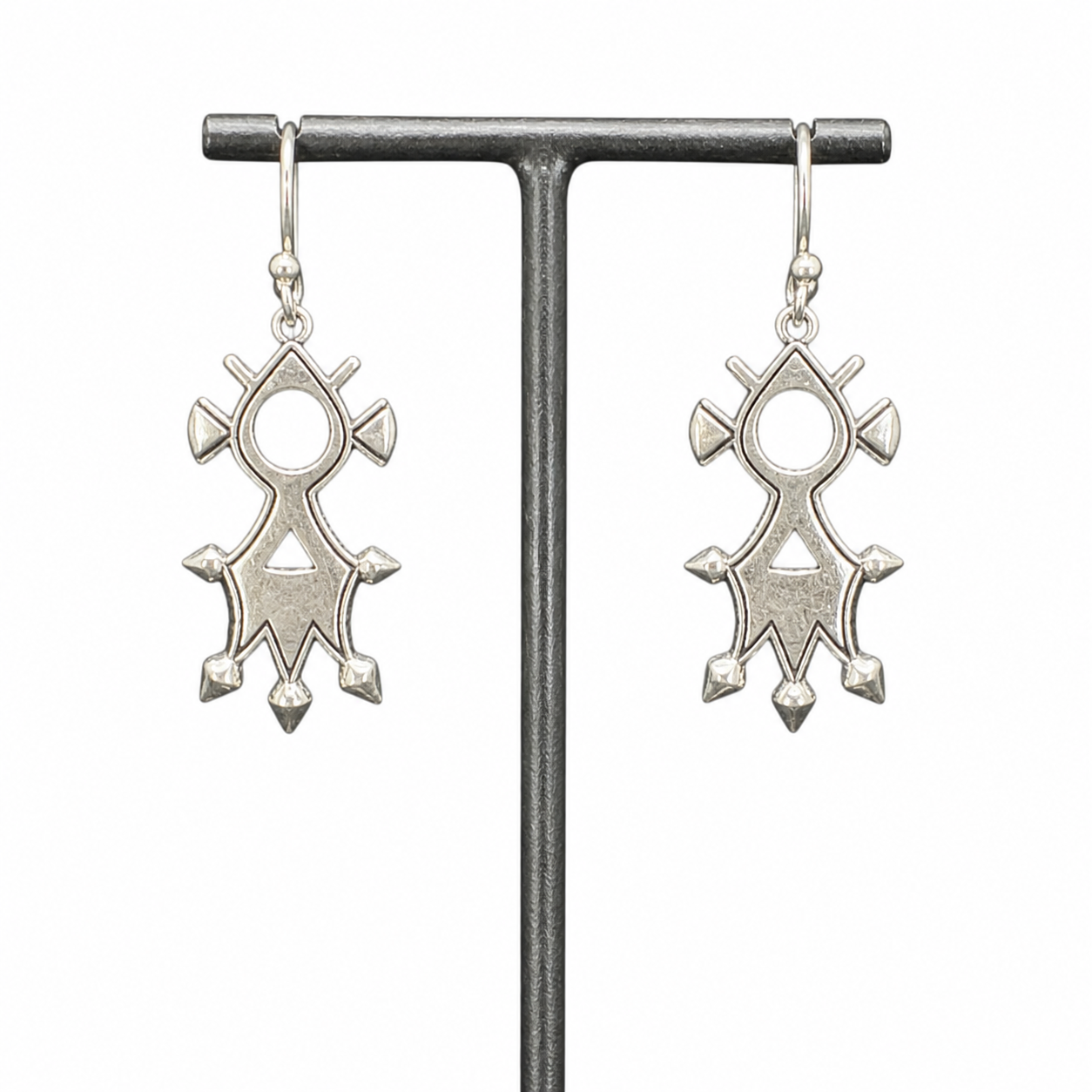 Amazigh Stylized Cross Silver Plated Berbères Earrings Symbol