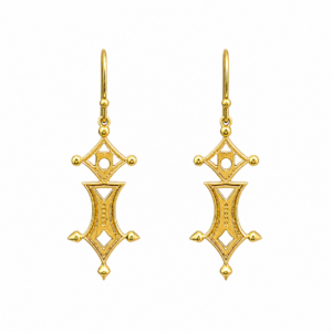 Amazigh Symbole de Earrings Berbères Croix Stylisée Gold-Plated