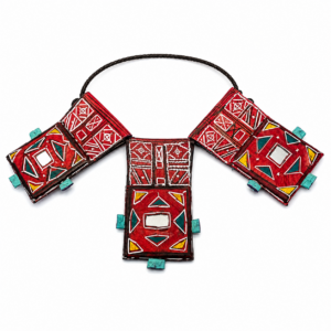 Amazigh Taureg Leather Necklace XL Colorful African on leather braided rope OOAK