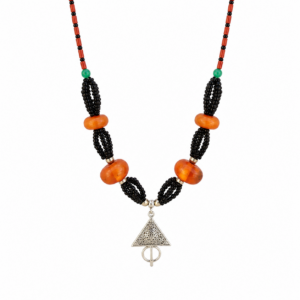 Amazigh The Souss Heritage Necklace Authentic with Silver Plated Tazarzit Amber Accents