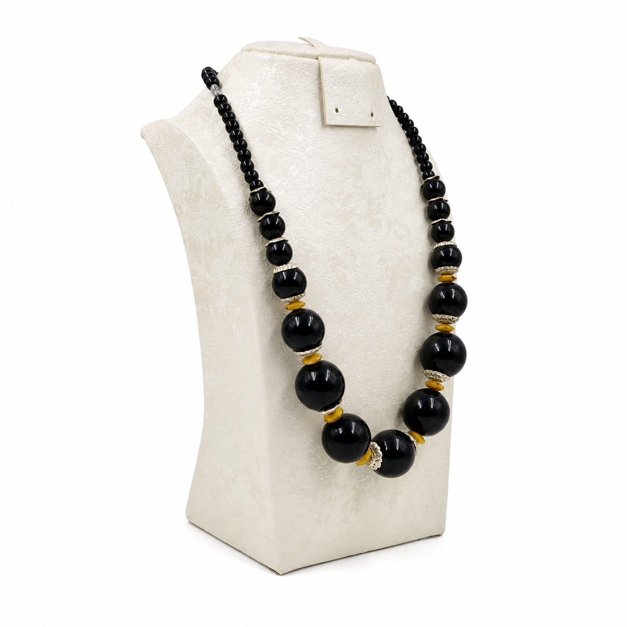 Amazigh Traditional Black Beaded Resin Handmade Berbere Necklace