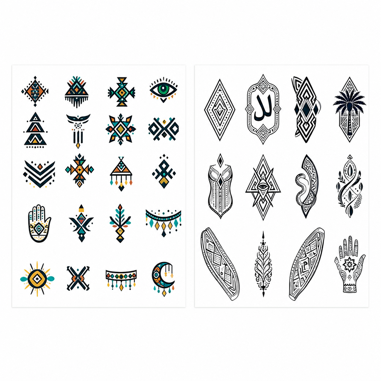 Amazigh Traditional Tattoo Designs Digital PNG Flash Sheet