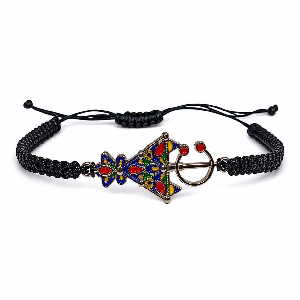 Amazigh Traditional Tazerzit Colorful Enamel Fibula Cord Bracelet