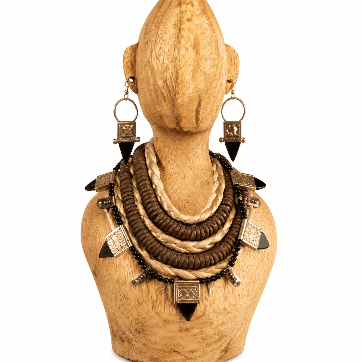 Amazigh Tuareg Ingal Fair Trade Niger Jewelry Set with Necklace Earrings