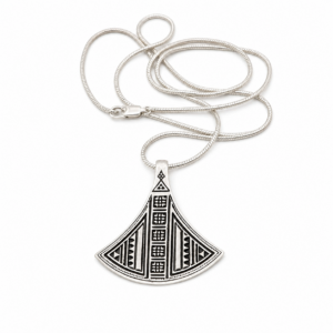 Amazigh Tuareg Silver Pendant Tribal Fan Necklace Unisex Amulet